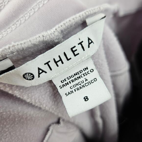 ATHLETA Apres Ski Down Jogger Pants Purple Quilted Pockets Pull On Lined Size 8 - Picture 5 of 7